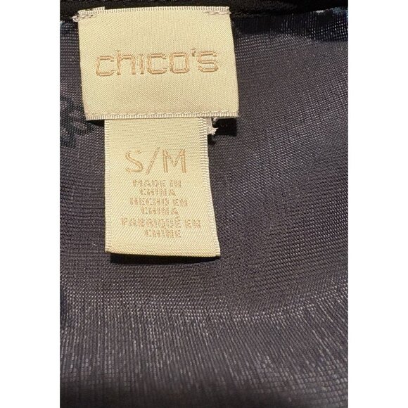 CHICO'S Paisley Velvet Burnout Poncho Beaded Hem Size S/M Quiet Luxury Classic - Picture 7 of 7